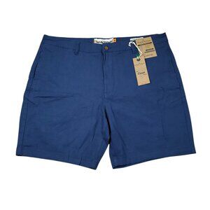 Tailor Vintage Greenwich Chino Shorts Stretch Khaki Linen Size 38 Navy Blue